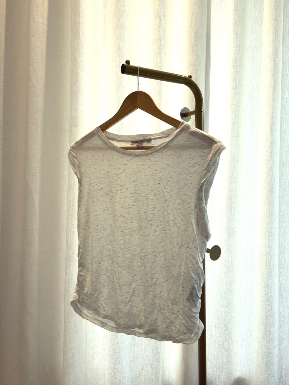 AllSaints Ruched Short Sleeve Tee in White Large